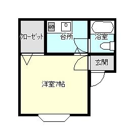メゾンドール・弘前(1K/2階)の間取り写真