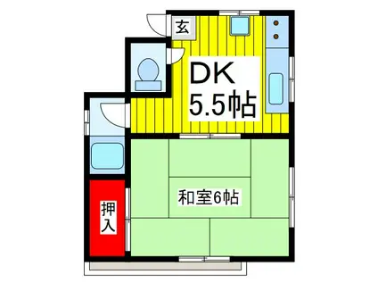 坂本荘(1DK/3階)の間取り写真