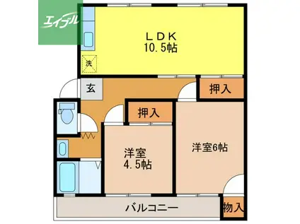 サンシャイン野田(2LDK/2階)の間取り写真
