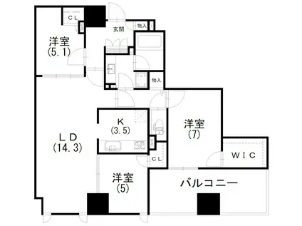 シティタワー浜松(3LDK/11階)の間取り写真