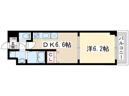 グラマシー十三東1ST(1DK/6階)の間取り写真