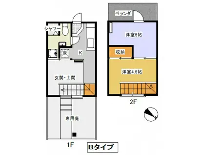 朋友ハイツ(2SK/1階)の間取り写真