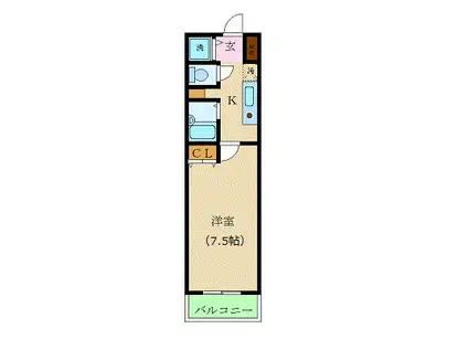 カスタリア新宿(1K/14階)の間取り写真