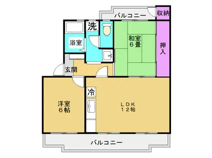 ウエストハイツ(2LDK/2階)の間取り写真