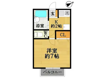 グレーンパーク西一社(1K/2階)の間取り写真