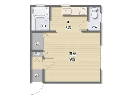 エルム大川B(1K/2階)の間取り写真