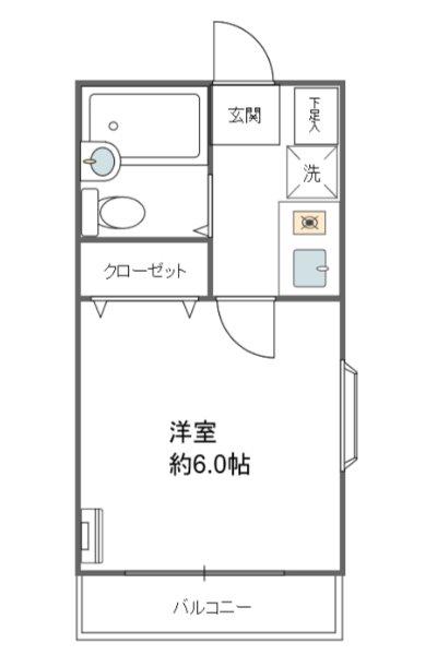 カレッジハイツ石島(1K/2階)の間取り写真