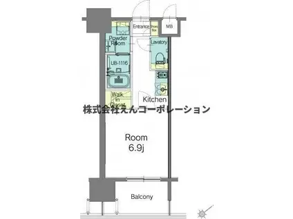 エンクレスト天神TERRACE(1K/11階)の間取り写真