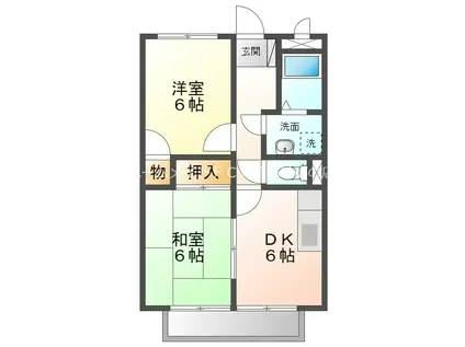 SURPLUS TWO宇塚(2DK/1階)の間取り写真