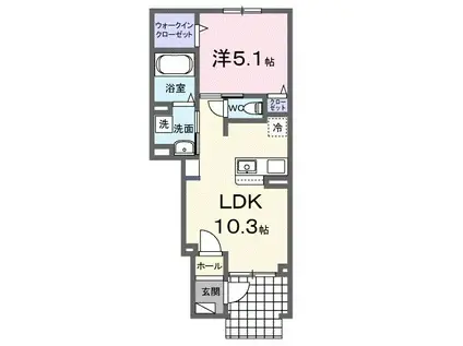 ブリッサ砂川S I(1LDK/1階)の間取り写真