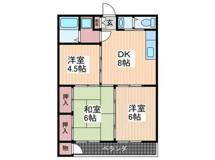 サンシティ峰(3DK/1階)の間取り写真
