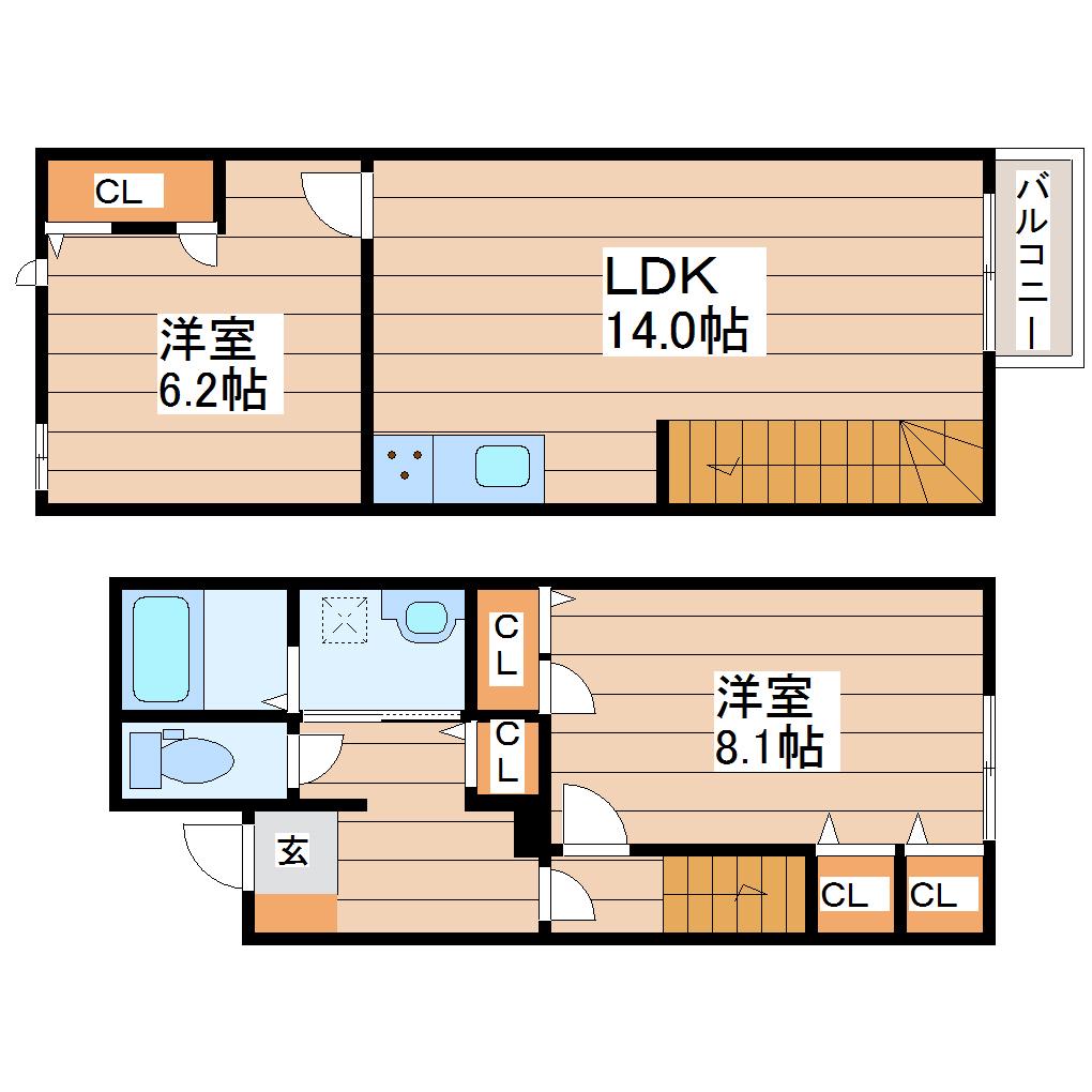 ボンヌメゾン(2LDK/1階)の間取り写真