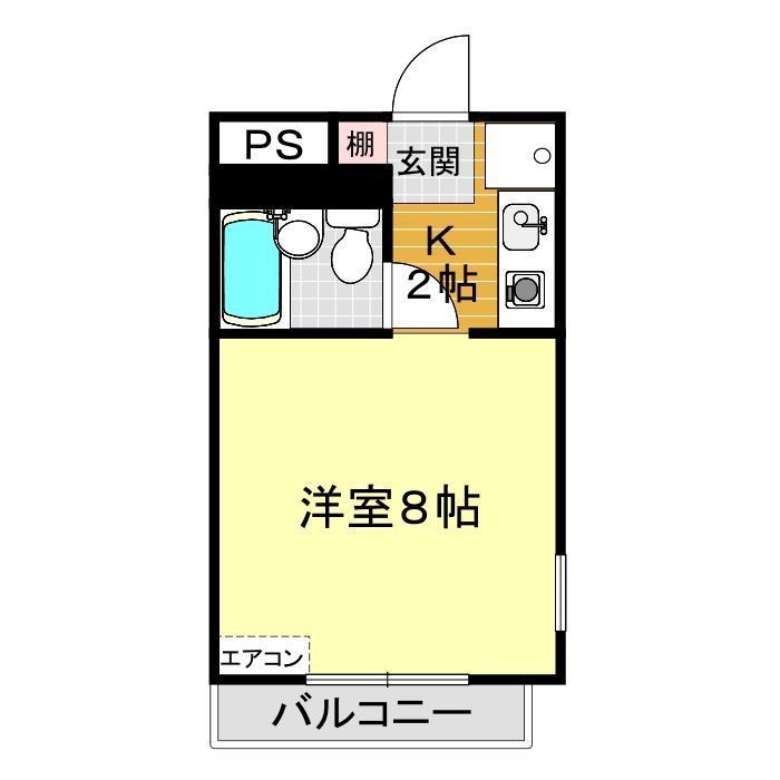 コーポ山の田東(1K/2階)の間取り写真