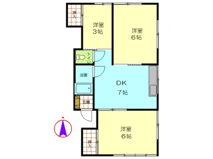 久喜南ハイム(2SDK/2階)の間取り写真