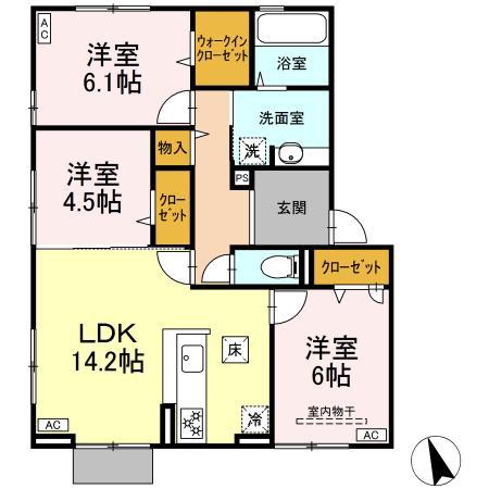 フェリシタス(3LDK/1階)の間取り写真