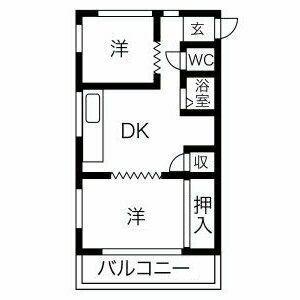 甚兵衛ハイツ(2DK/3階)の間取り写真