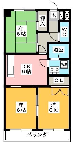 山内レジデンス(3DK/2階)の間取り写真
