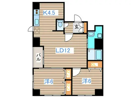 アンディール円山(2LDK/8階)の間取り写真