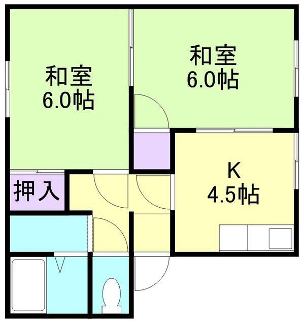 ビューラー広崎II(2K/1階)の間取り写真
