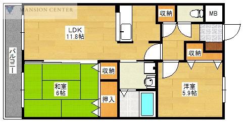 プレム寺山(2LDK/2階)の間取り写真