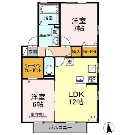 TSスクエアD棟(2LDK/1階)の間取り写真