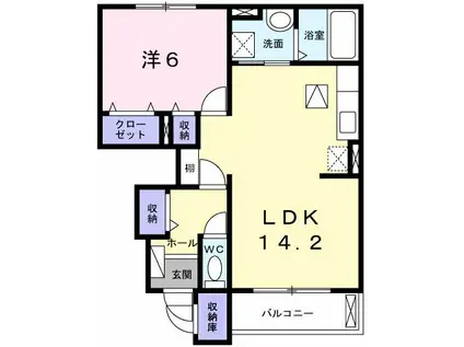 ラ・ブリーズ ハルII(1LDK/1階)の間取り写真