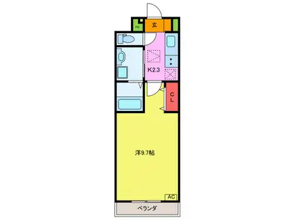 ヒカルサ北坂戸(1K/1階)の間取り写真
