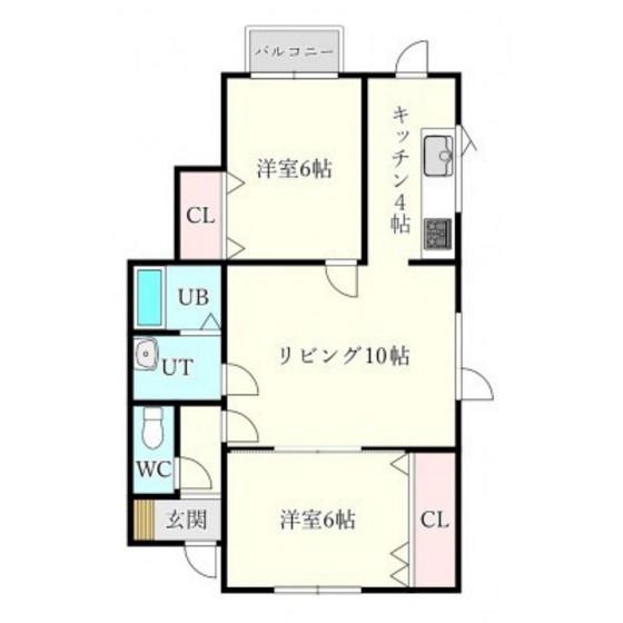 コスモレジデンス裕(2LDK/2階)の間取り写真