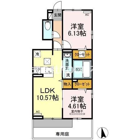 セジュールエクラ A棟(2LDK/1階)の間取り写真