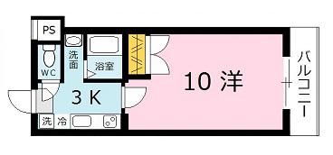 ヴェルドミール(1K/3階)の間取り写真