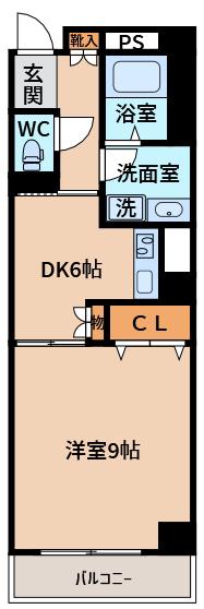 オークリッヂ(1DK/2階)の間取り写真