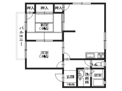 フローラル梅林C(2LDK/2階)の間取り写真