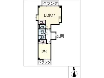 ピアネーズ東町(1LDK/1階)の間取り写真