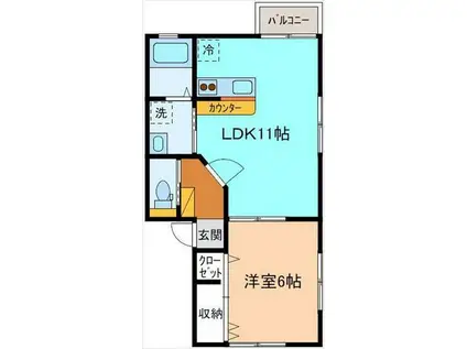 クレージュ(1LDK/2階)の間取り写真