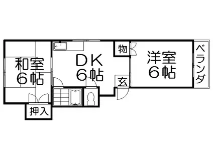シャルマンくずは(2DK/3階)の間取り写真