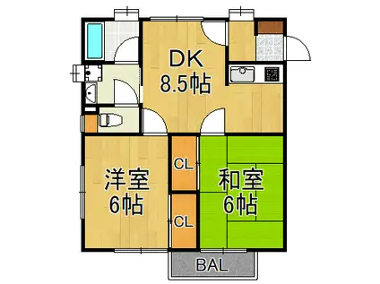 逆瀬川ハウス(2DK/1階)の間取り写真