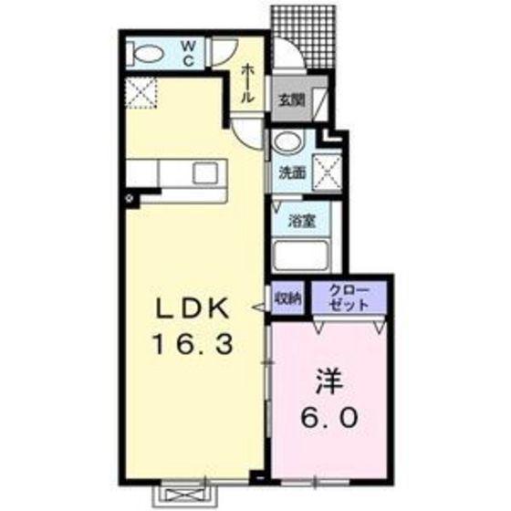ホームワード(1LDK/1階)の間取り写真