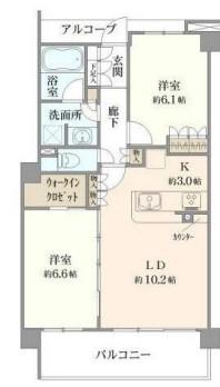 リビオ新宿ザ・レジデンス(2LDK/4階)の間取り写真