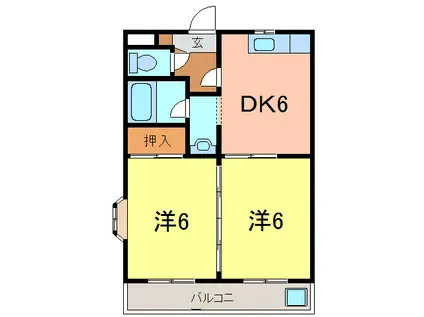 グリーンコート(2DK/1階)の間取り写真