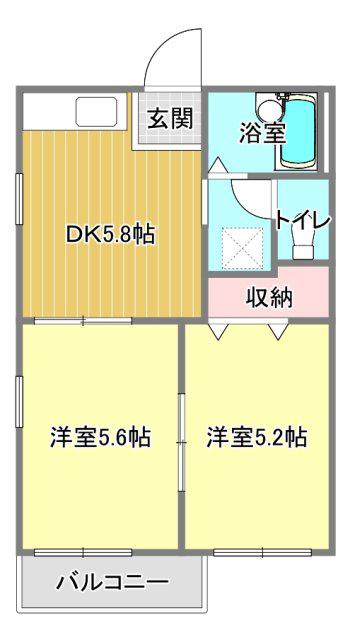 シャローム天王(2DK/1階)の間取り写真