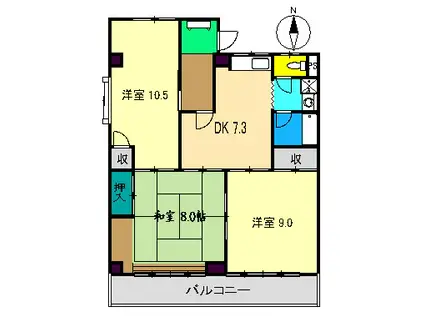 ロイヤルガーデンI(3DK/2階)の間取り写真