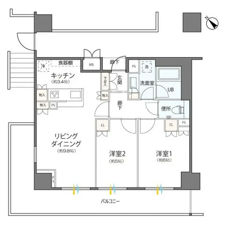 リージア海老名ビナフロント 5階階 間取り