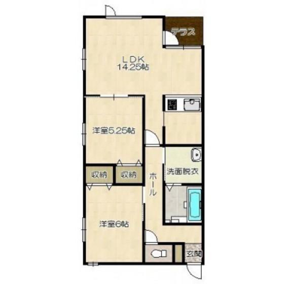 リヴェール深堀(2LDK/1階)の間取り写真