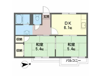 タウニー山本(2DK/2階)の間取り写真