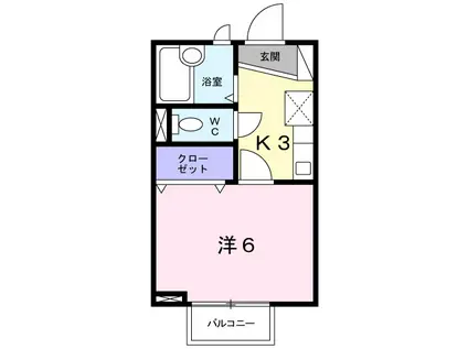 パーク・ワン(1K/2階)の間取り写真