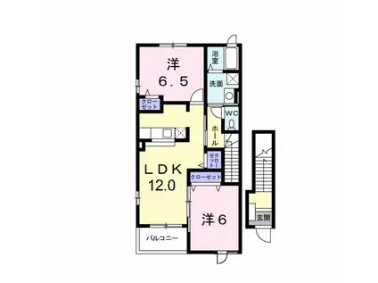 ヴィラパークヒルA(2LDK/2階)の間取り写真