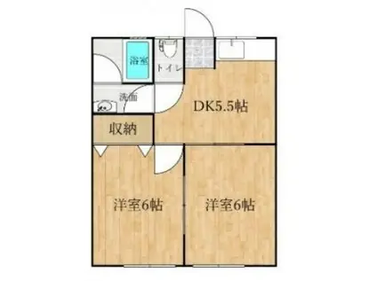 ティーズAOKI(2DK/1階)の間取り写真