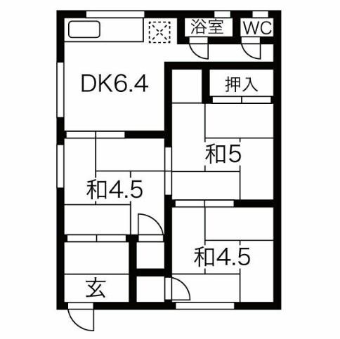 第二喜楽荘(3DK/2階)の間取り写真