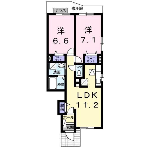 デスパシオブリッサ(2LDK/1階)の間取り写真