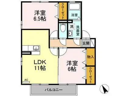 ルミエール(2LDK/2階)の間取り写真